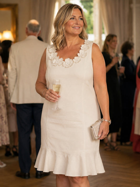 Cream Occasion Knee-Length Dress