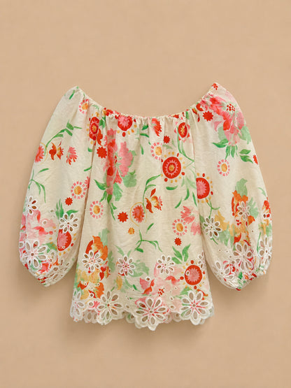 Floral Linen Blend Top
