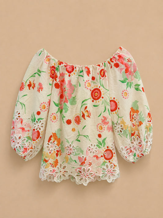 Floral Linen Blend Top