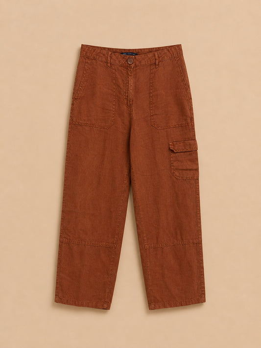 Burnt Orange 100% Linen Trousers