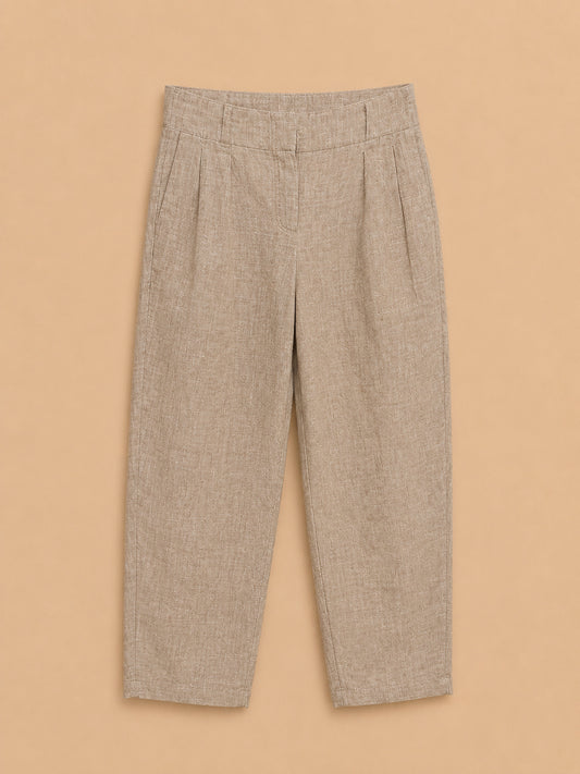 Beige 100% Linen Trousers