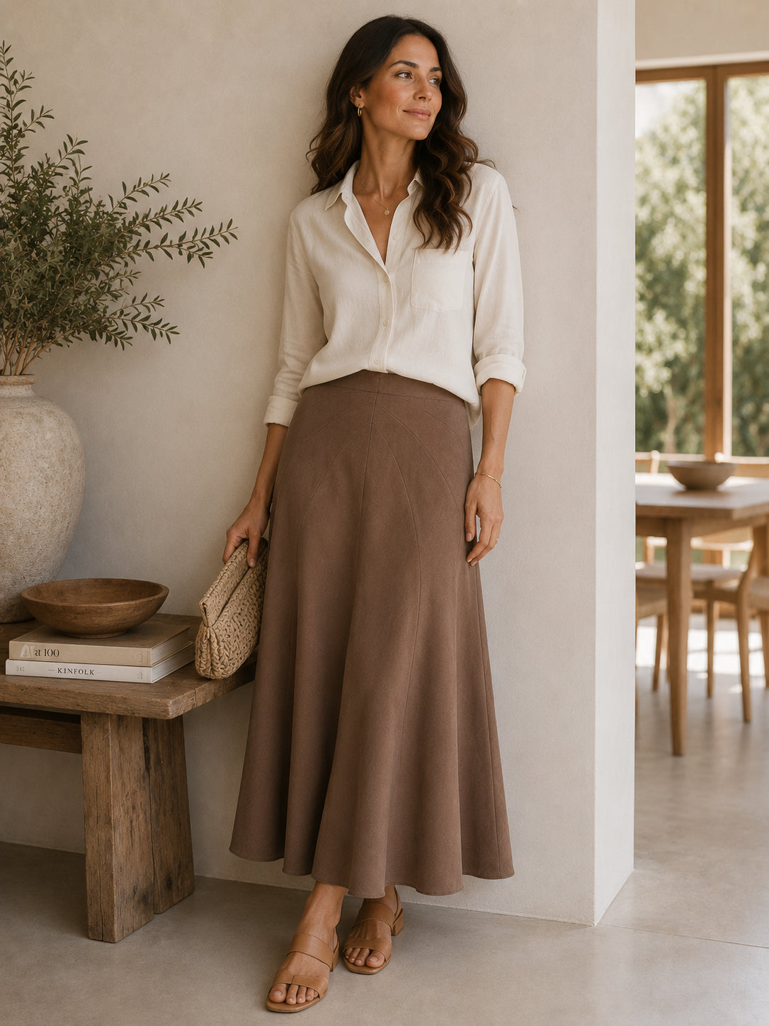Brown Midi Skirt