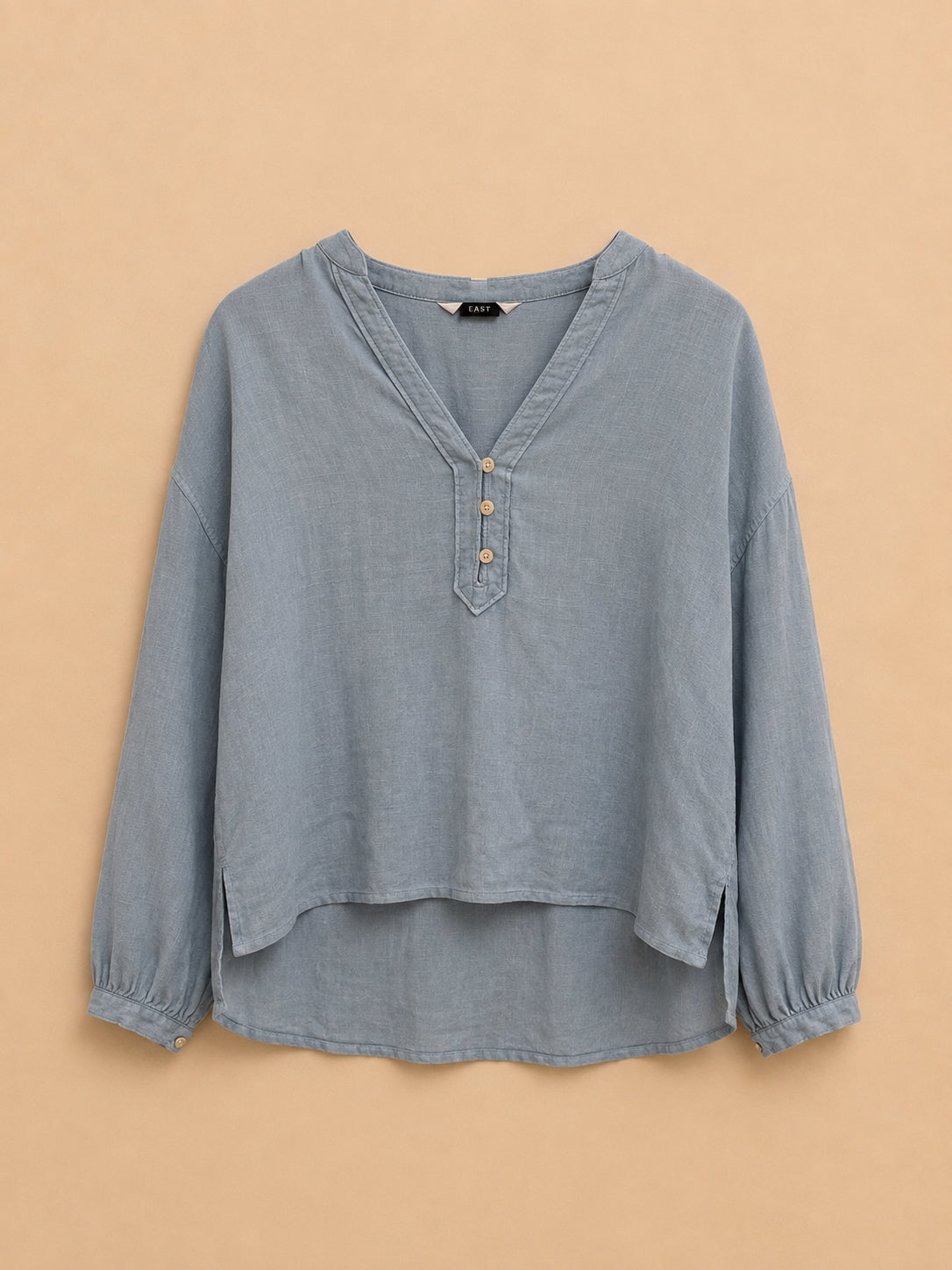 Blue Linen Blend Shirt