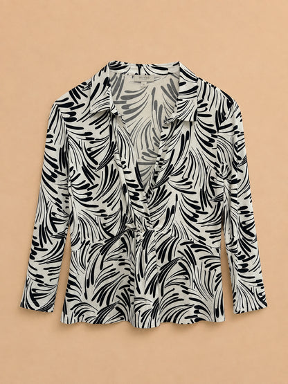 White & Blue Patterned Top