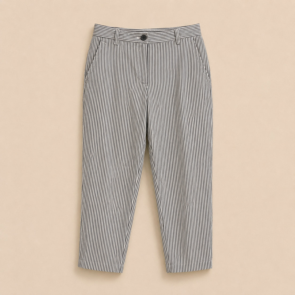 Grey Striped Long Trousers