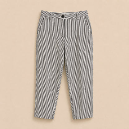 Grey Striped Long Trousers