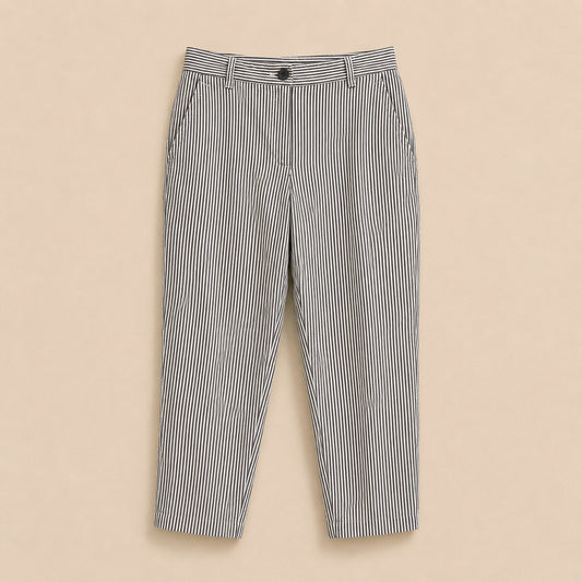 Grey Striped Long Trousers