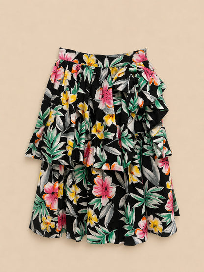 Black Floral 100% Top & Skirt