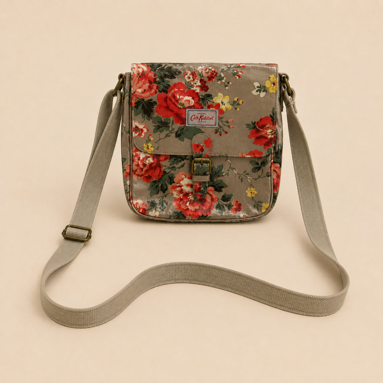 Beige Floral Crossbody Bag