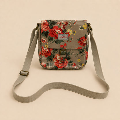 Beige Floral Crossbody Bag