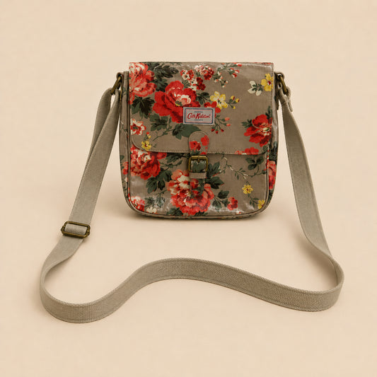 Beige Floral Crossbody Bag
