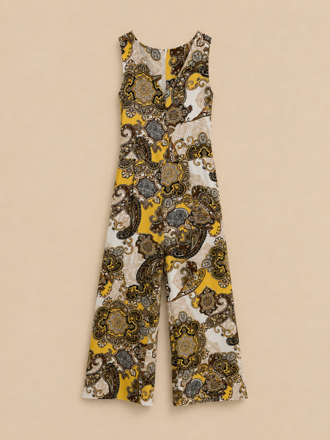 Yellow Paisley Patterned Jumpsuit
