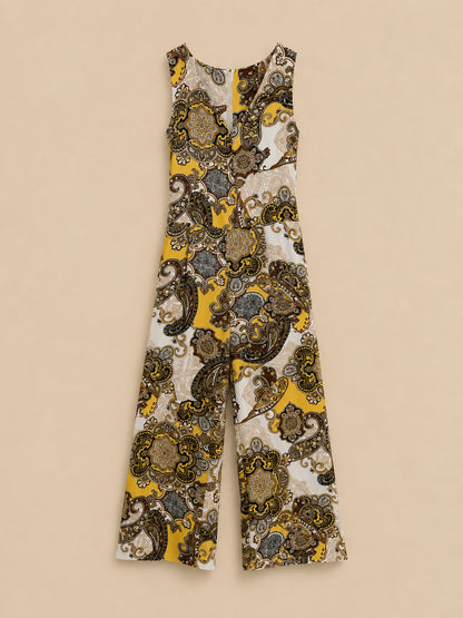 Yellow Paisley Patterned Jumpsuit
