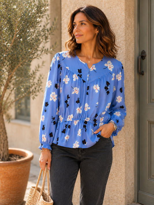 Blue Floral Top