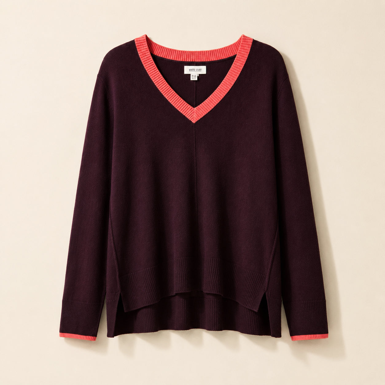 Purple V-Neck Merino Wool Blend Jumper