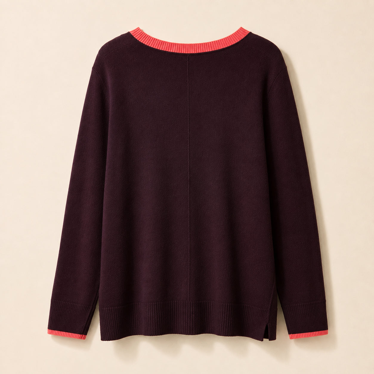 Purple V-Neck Merino Wool Blend Jumper