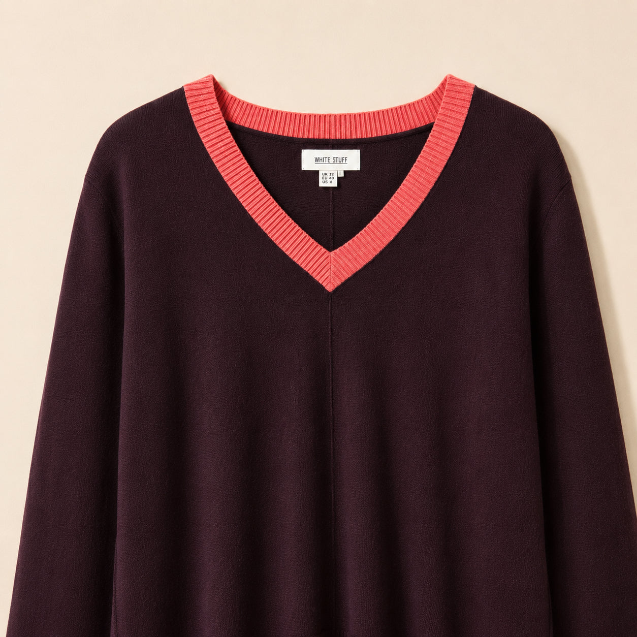 Purple V-Neck Merino Wool Blend Jumper