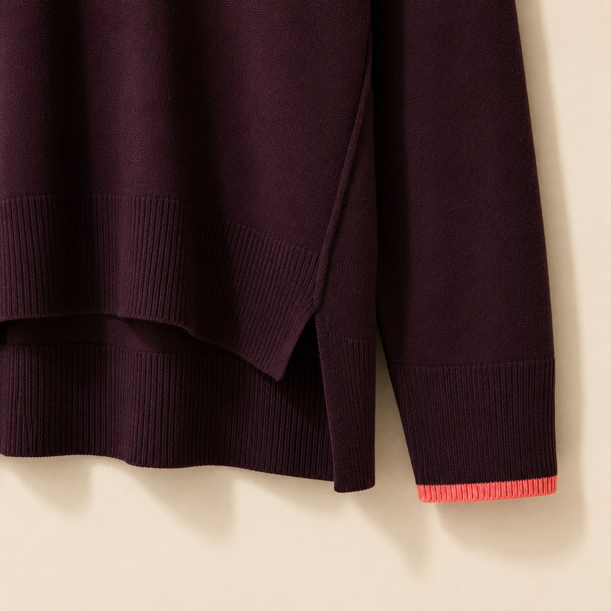 Purple V-Neck Merino Wool Blend Jumper