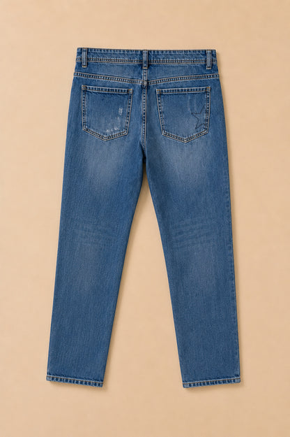 Blue 100% Cotton Denim Jeans