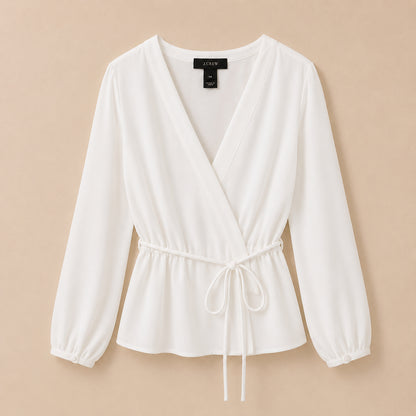 White V-Neck Blouse