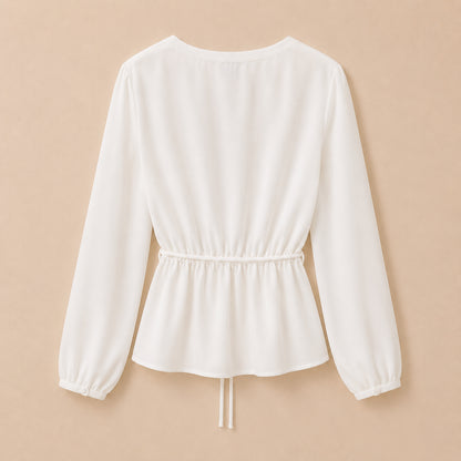 White V-Neck Blouse