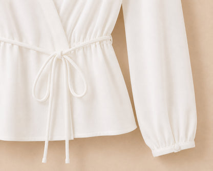 White V-Neck Blouse