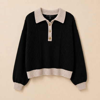 Black & Cream Wool Blend Jumper