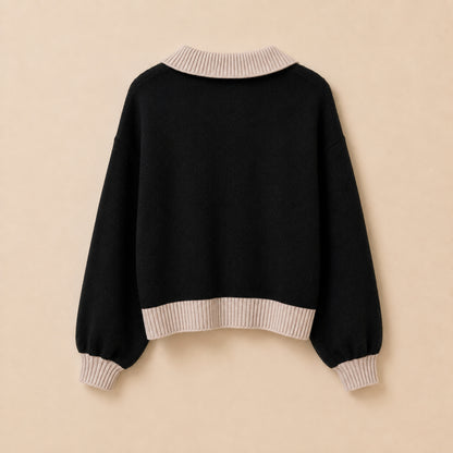 Black & Cream Wool Blend Jumper