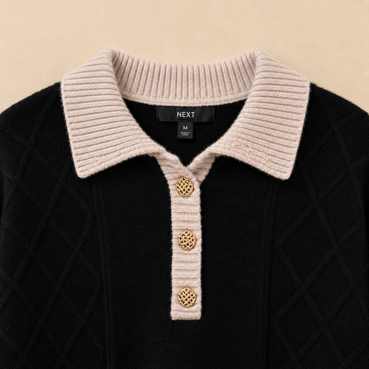 Black & Cream Wool Blend Jumper