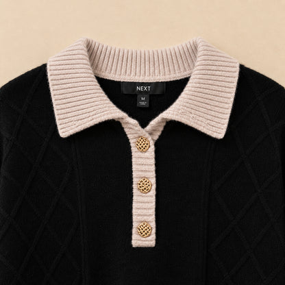 Black & Cream Wool Blend Jumper