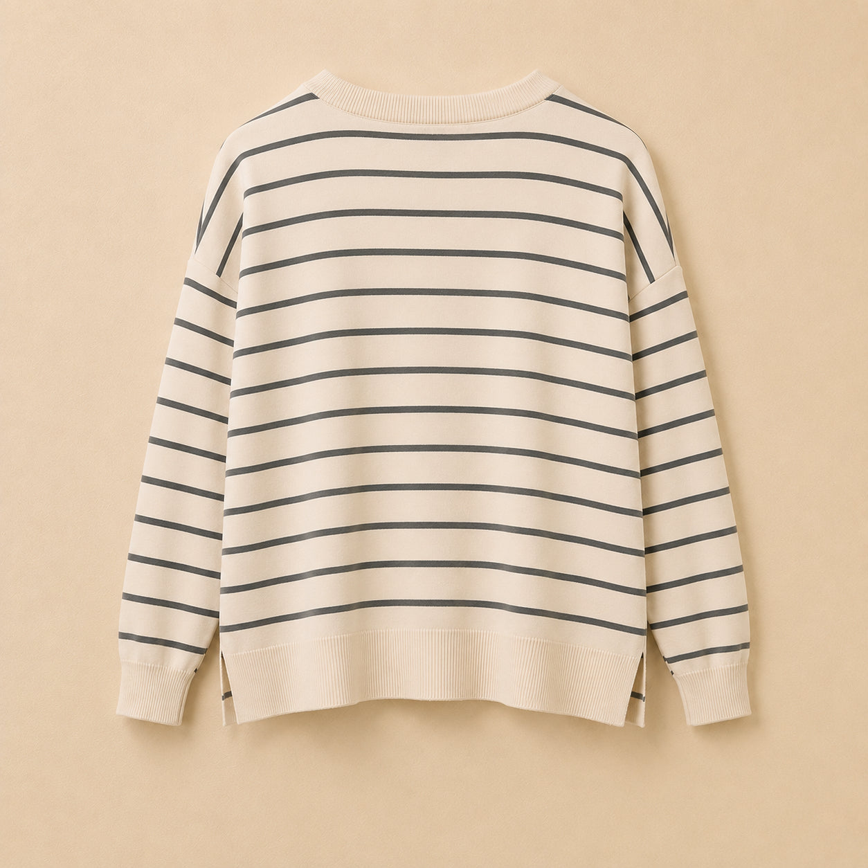 Cream & Grey Striped Jumper