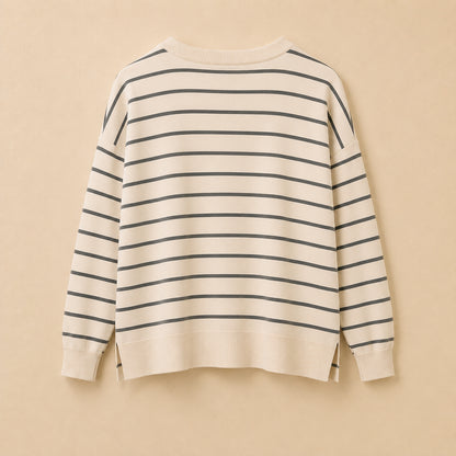 Cream & Grey Striped Jumper