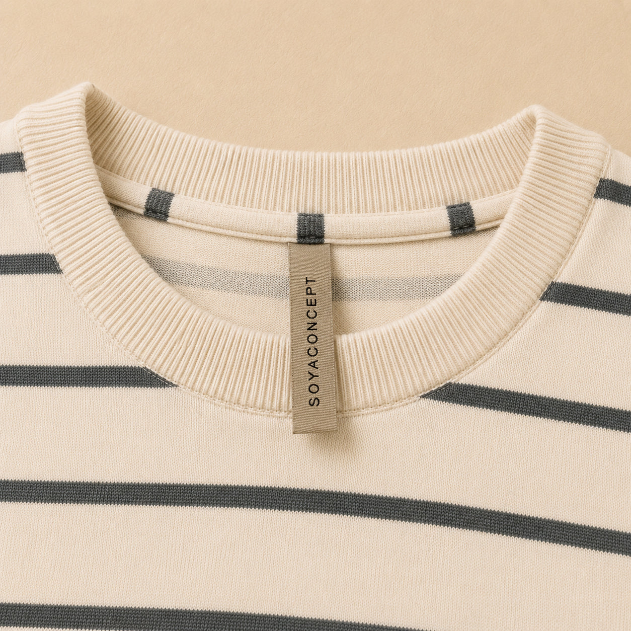 Cream & Grey Striped Jumper