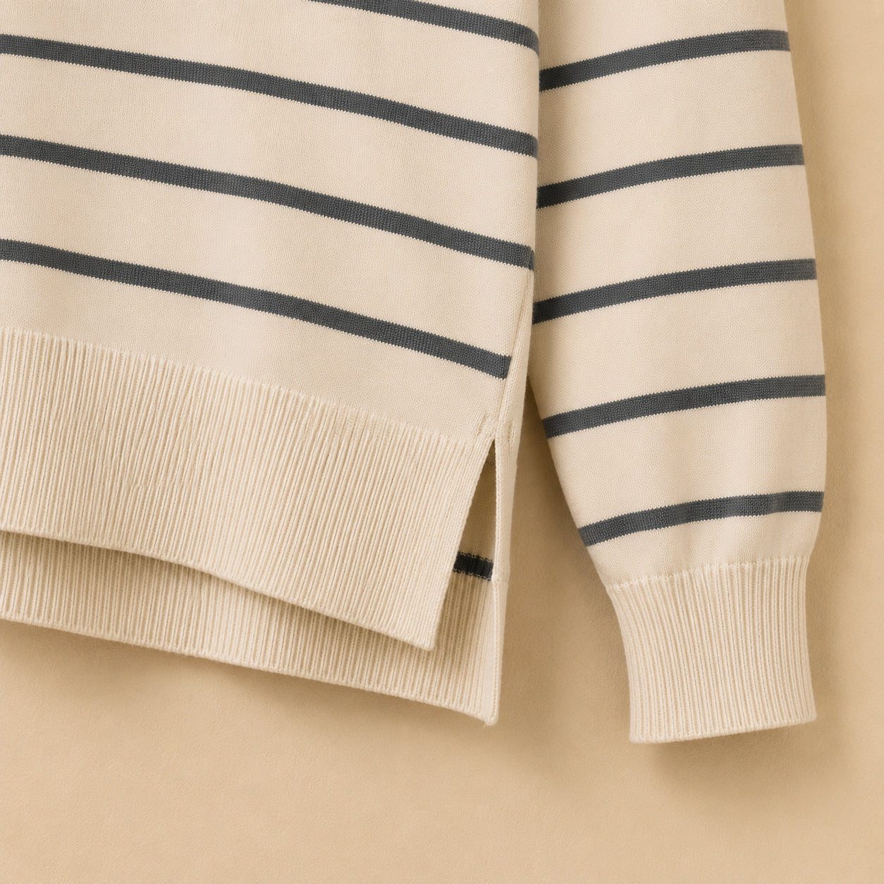 Cream & Grey Striped Jumper