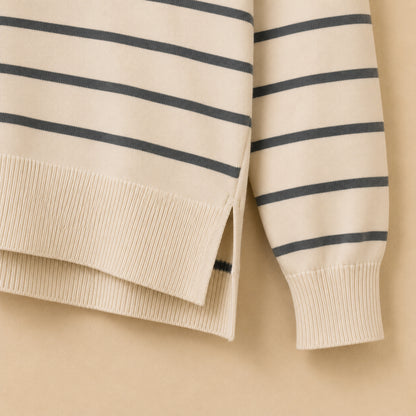 Cream & Grey Striped Jumper