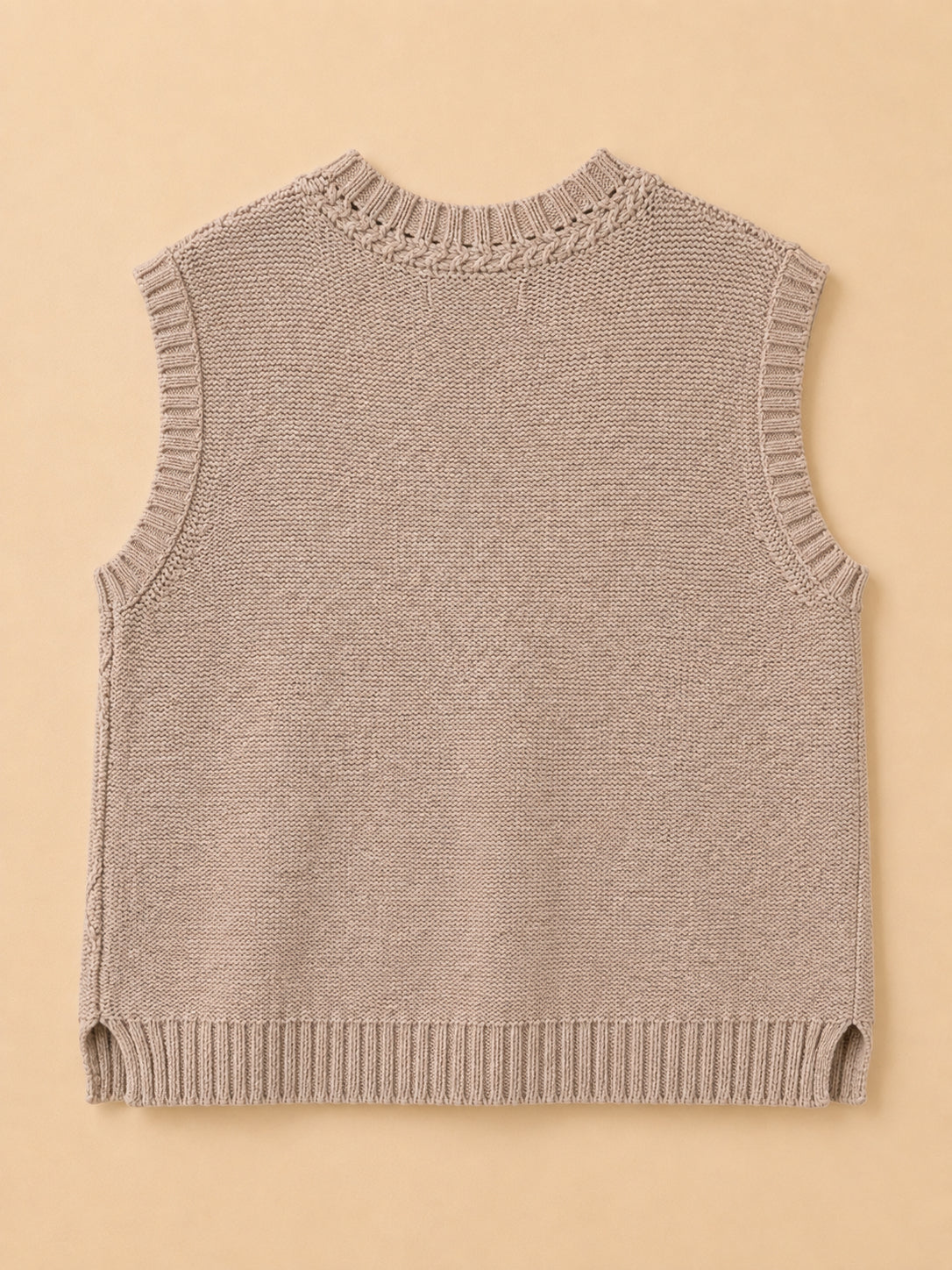 Beige Wool Blend Sleeveless Jumper
