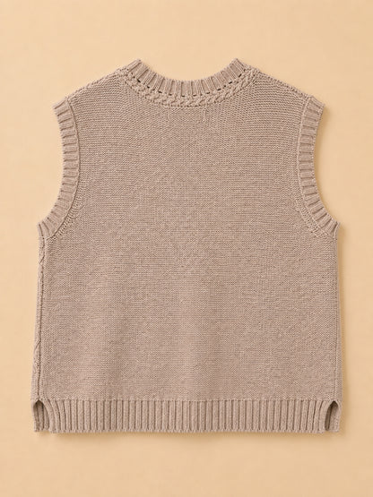 Beige Wool Blend Sleeveless Jumper