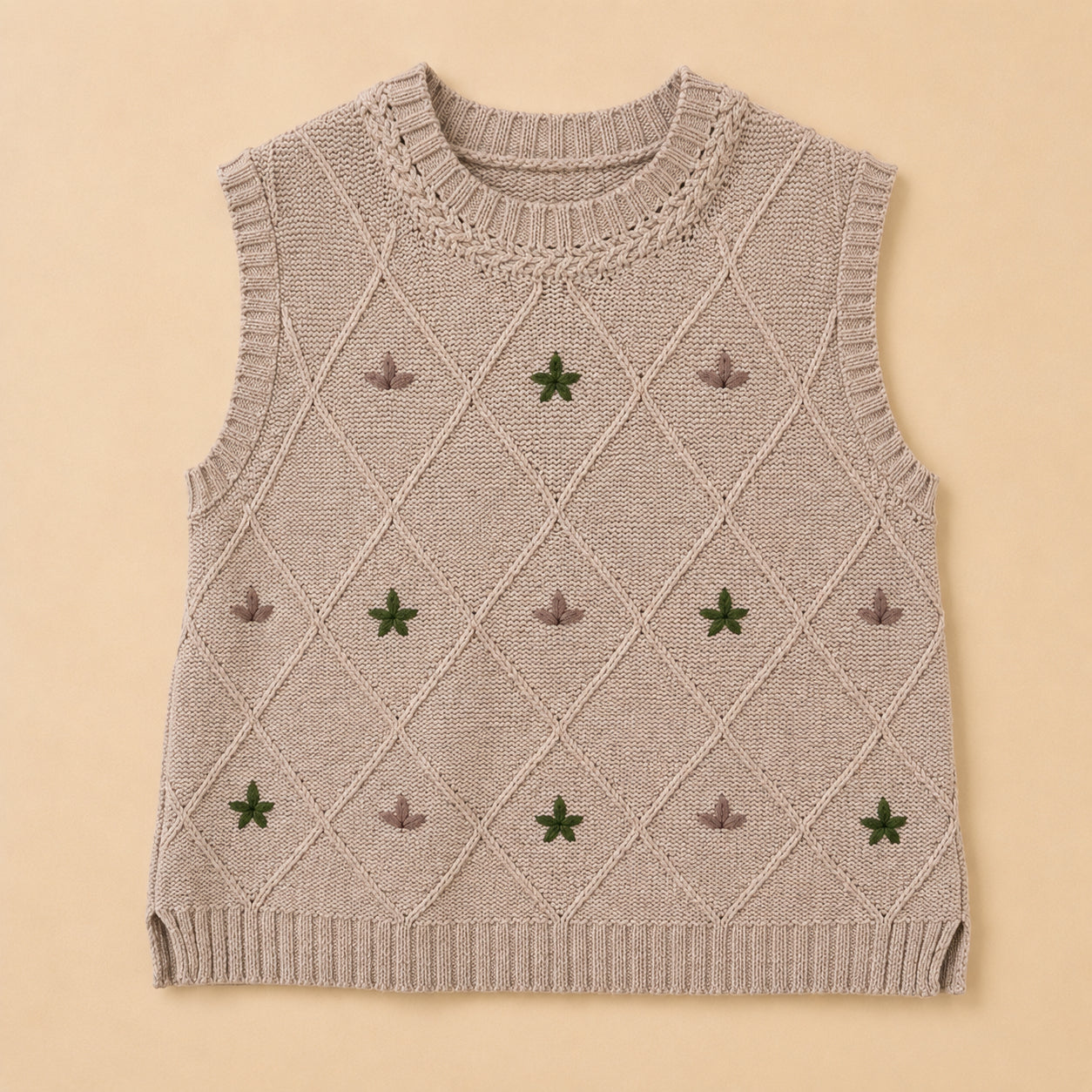 Beige Wool Blend Sleeveless Jumper