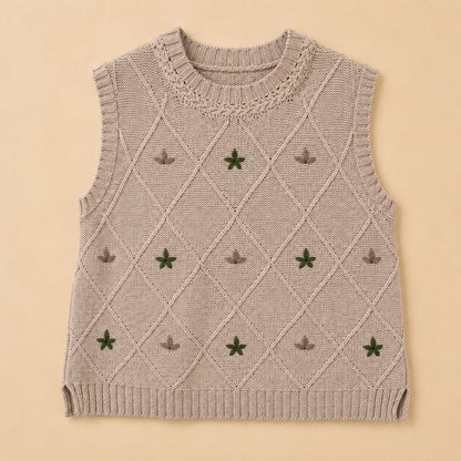 Beige Wool Blend Sleeveless Jumper