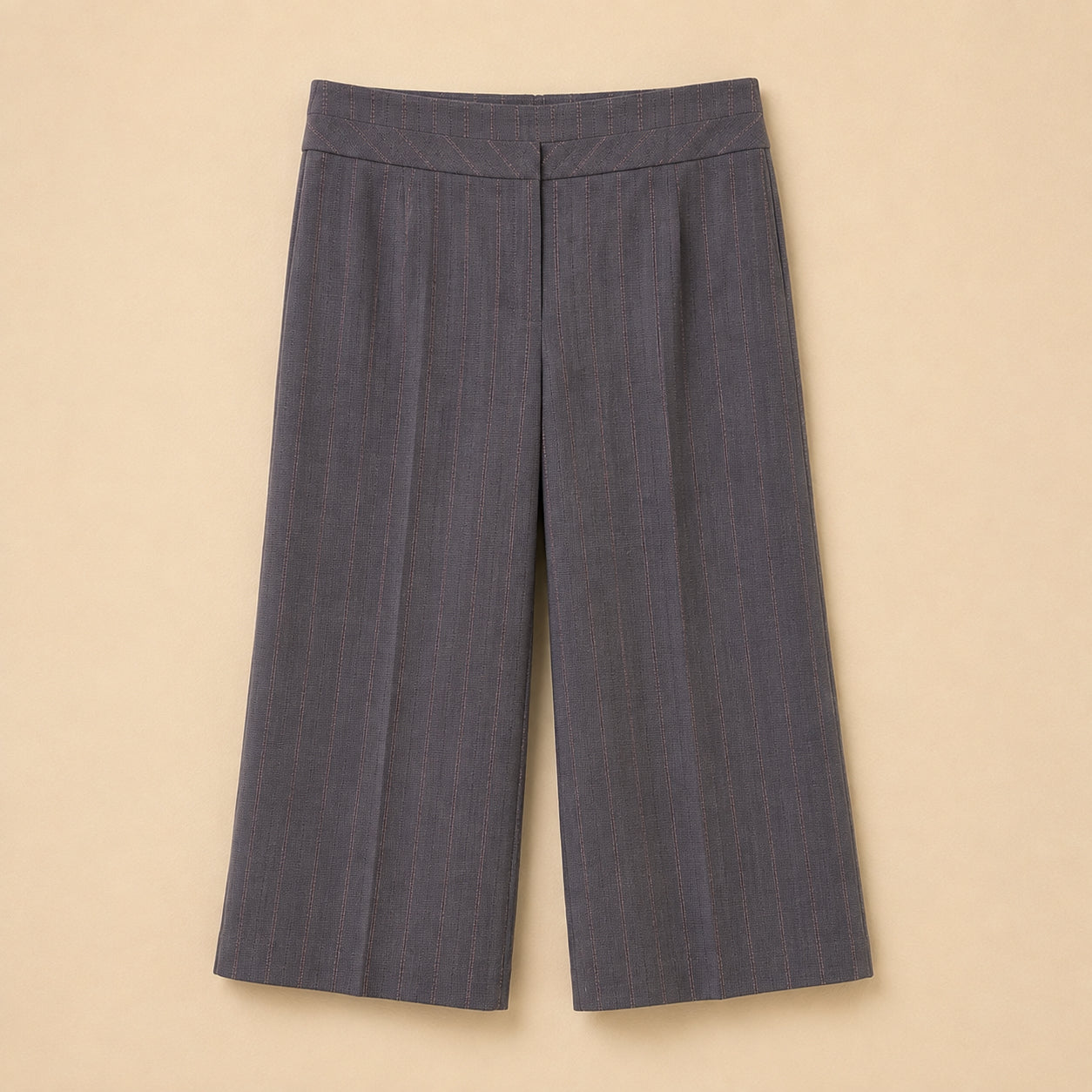 Grey & Pink Striped Trousers