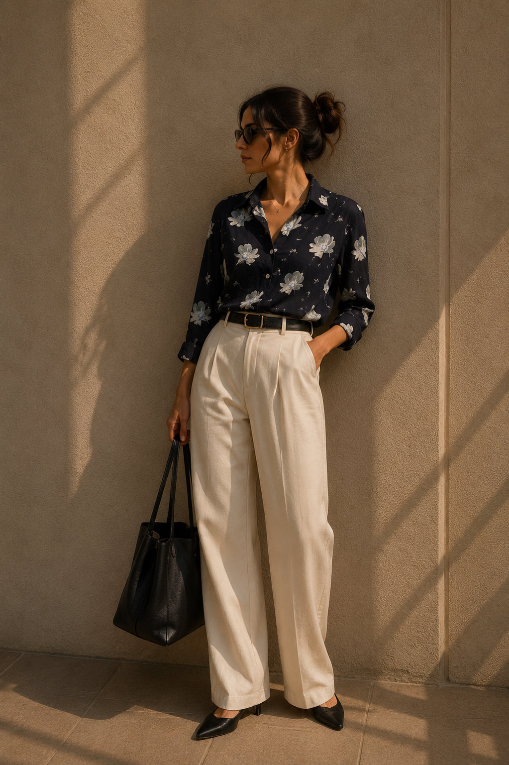 Navy Floral Blouse