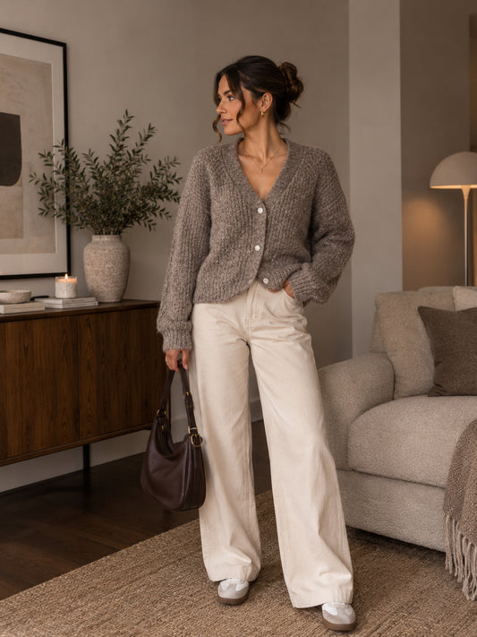 Grey Wool Blend Cardigan