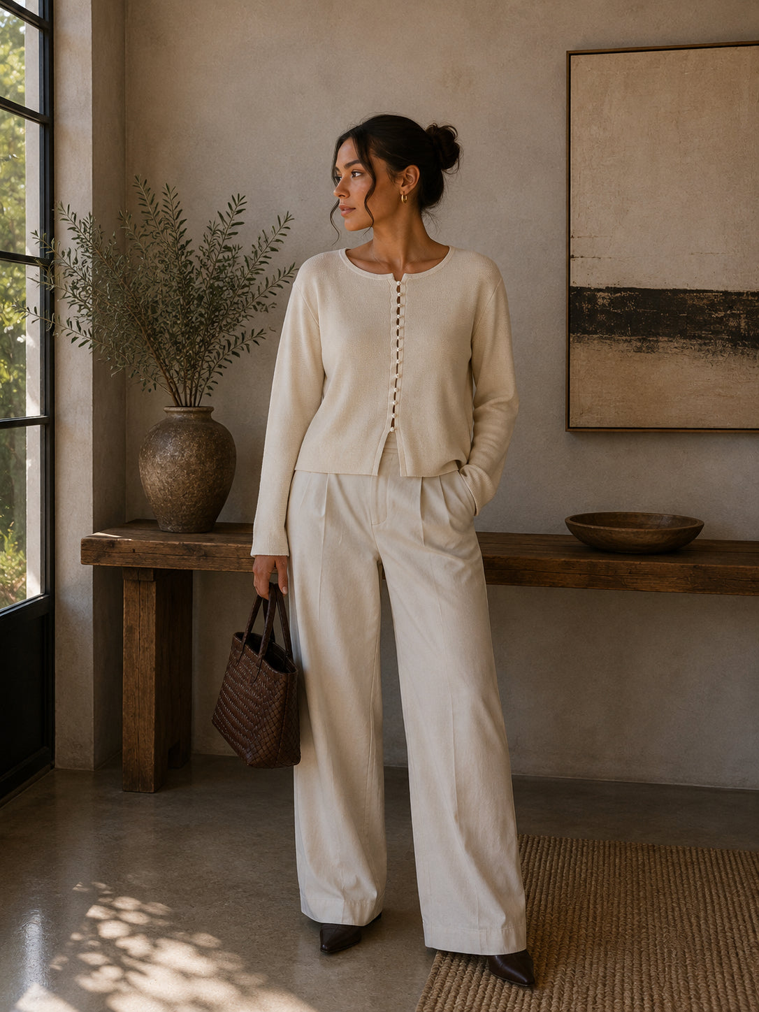 Cream Buttoned Cardigan