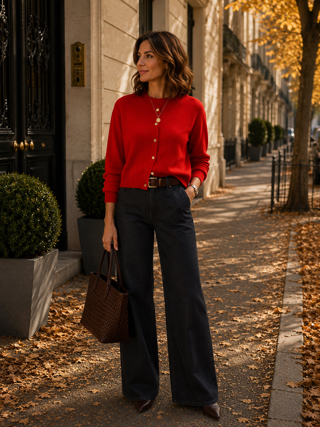 Red Merino Wool 2-in-1 Jumper & Cardigan