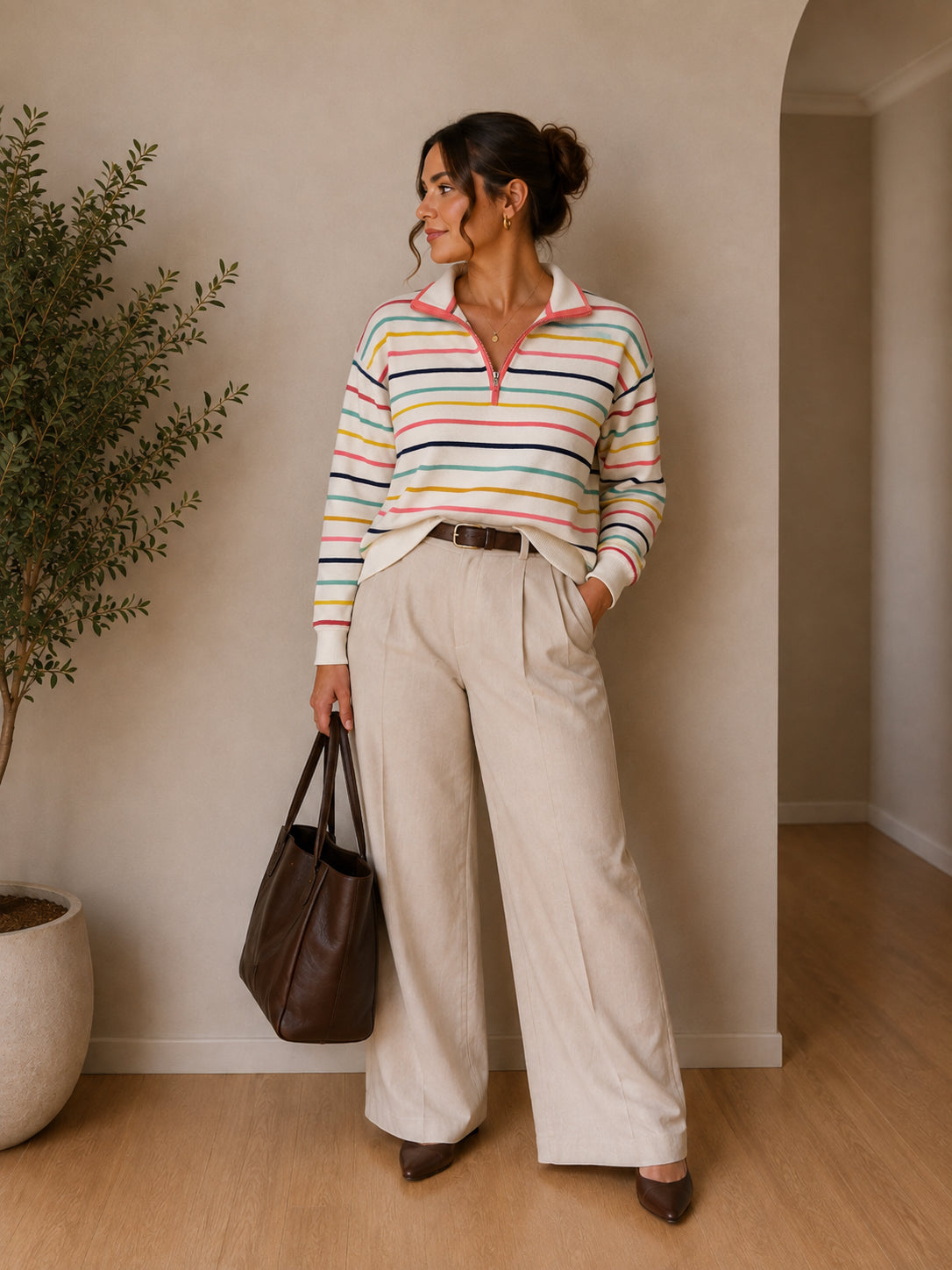 Multi-Coloured Striped 100% Organic Cotton Jumper