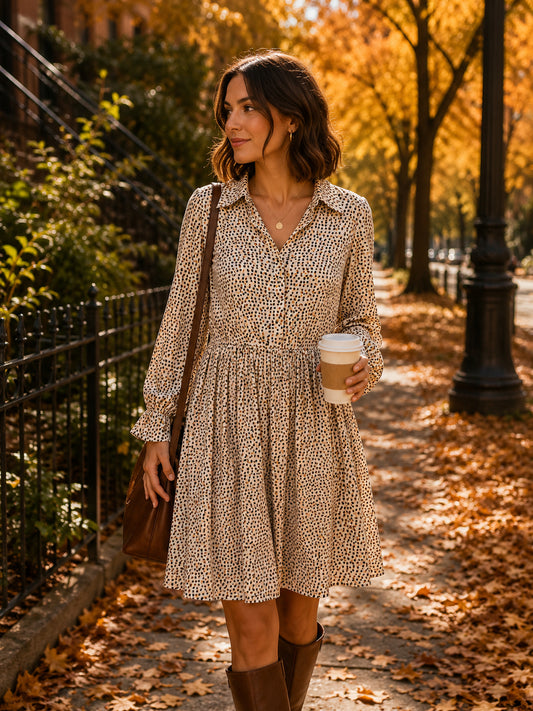Orange & Cream Patterned Dress