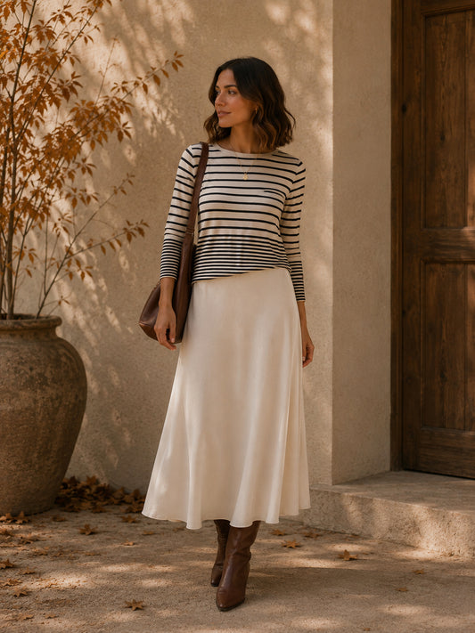 Cream Midi Skirt