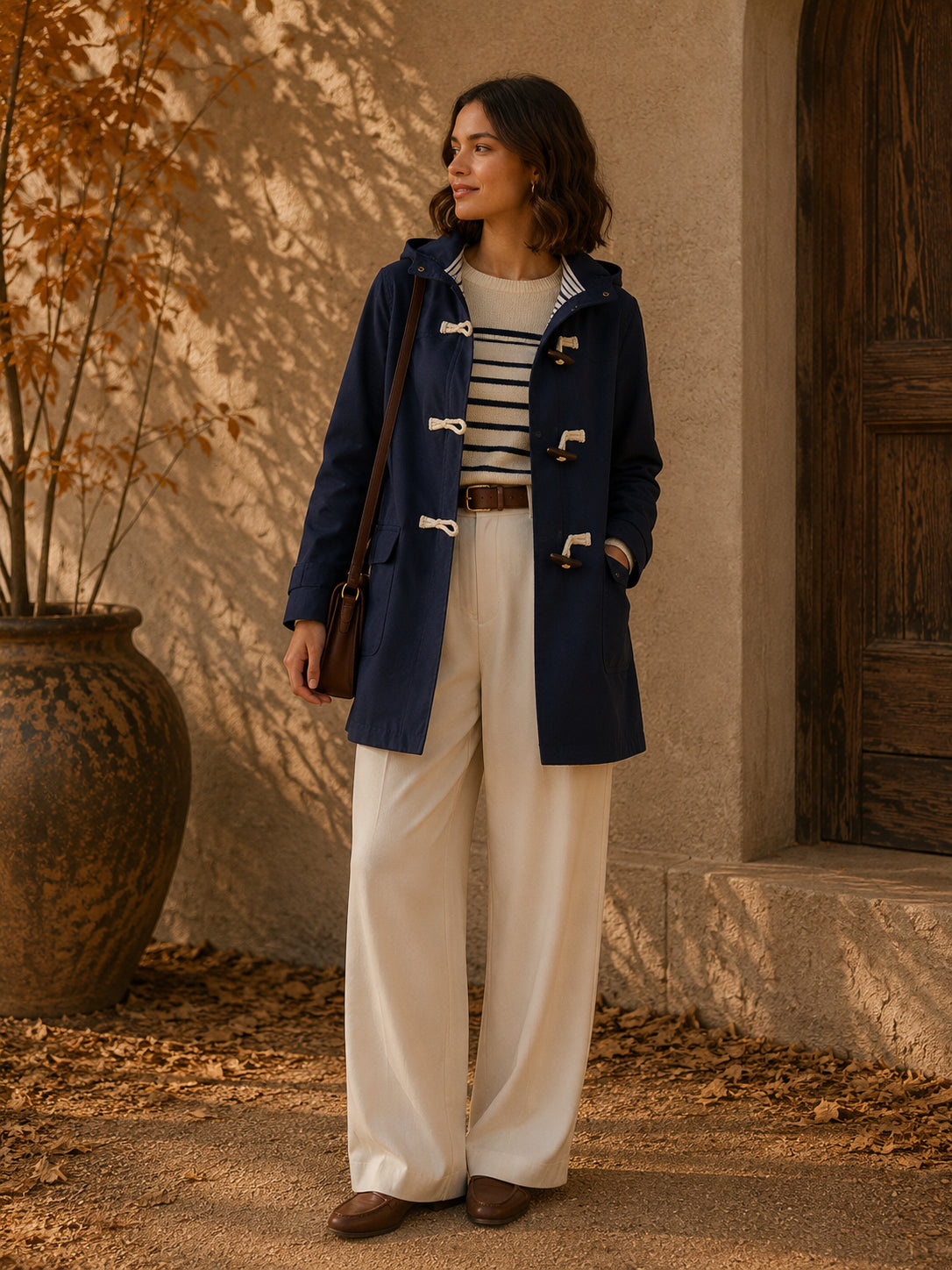 Navy Hooded Duffle Coat