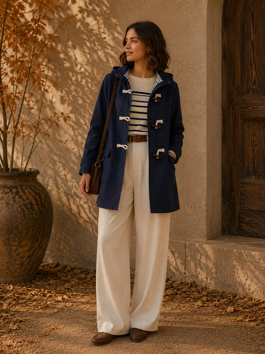 Navy Hooded Duffle Coat