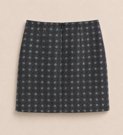 Charcoal Dotty 100% Wool A-Line Skirt